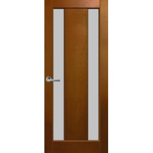 Дверь деревянная межкомнатная из массива ольхи, цвет Светлый орех, Милан, со стеклом